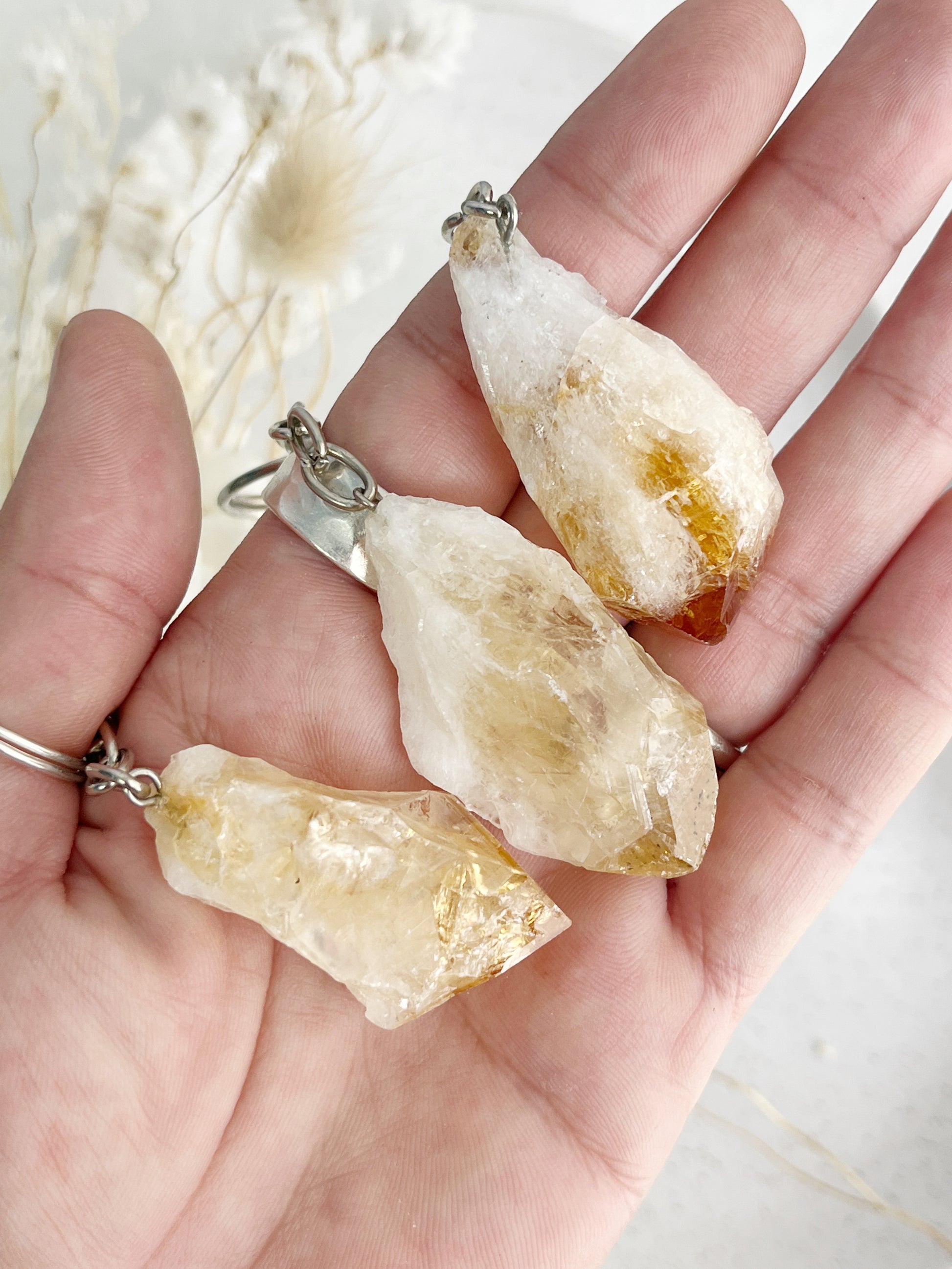 rough heat treated citrine point keyring