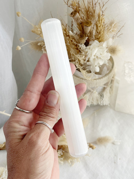 selenite wand , Australia rounded tip 10cm - 14cm