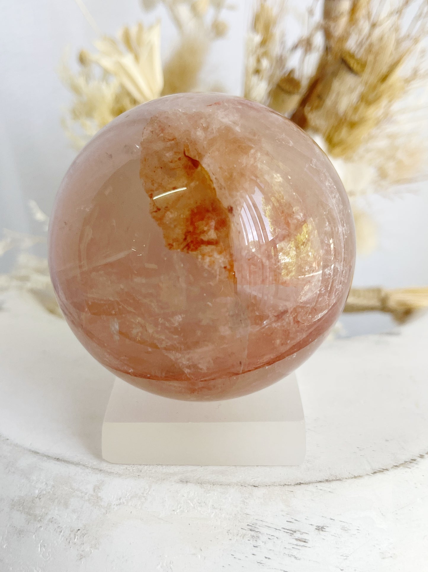 FIRE QUARTZ SPHERE CRYSTAL SHOP AUSTRALIA STONED AND SAGED