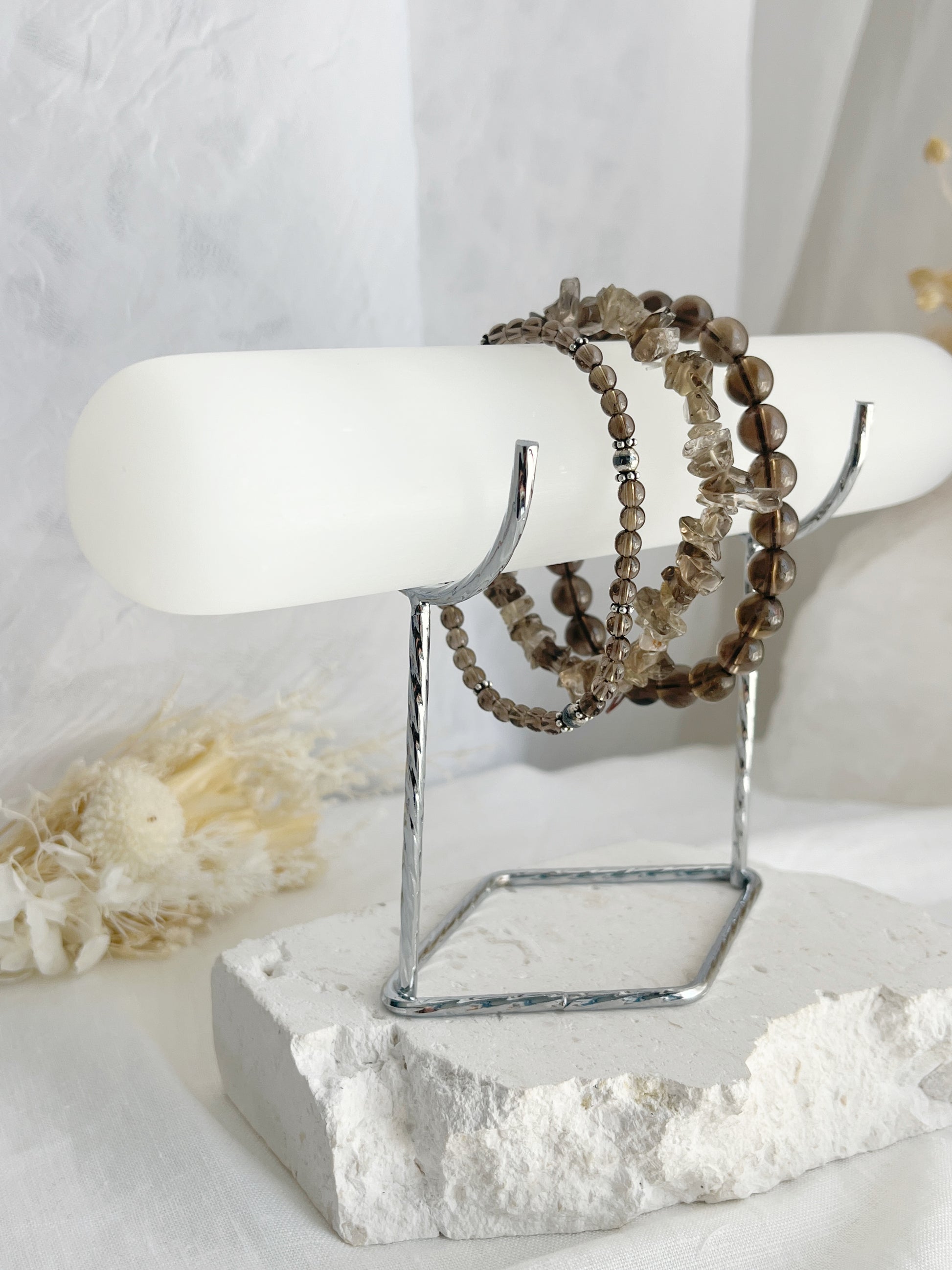 Selenite crystal jewellery display stand holder, Stoned and Saged Australia