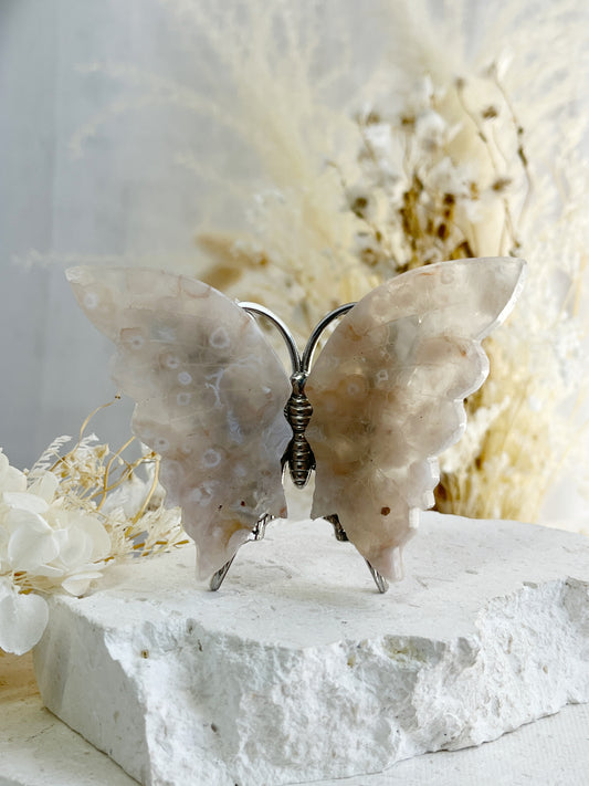 FLOWER AGATE CRYSTAL BUTTERFLY AUSTRALIA SELF GROWTH TRANSFORMATION LOVE HEALING STONED AND SAGED