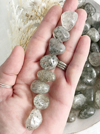 GREEN TOURMALINE IN QUARTZ TUMBLE