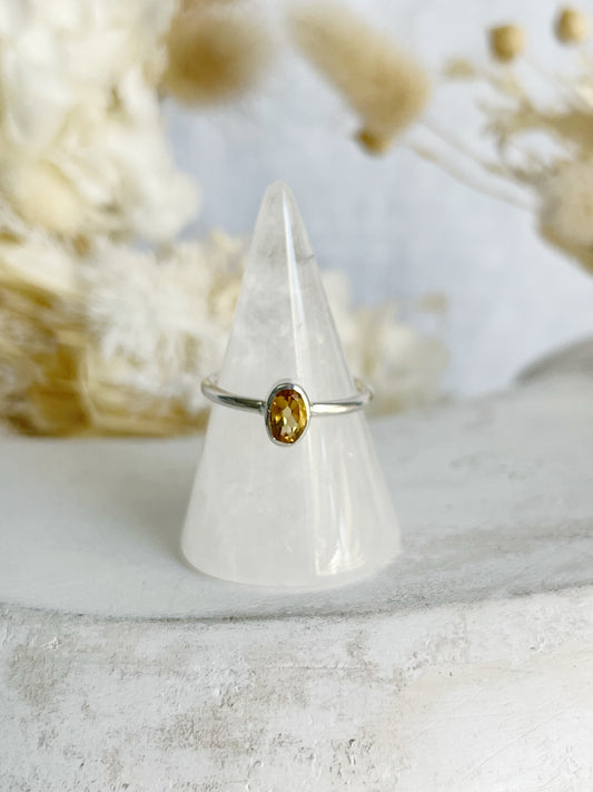 NATURAL CITRINE RING, OVAL STACKABLE, STONED AND SAGED AUSTRALIA