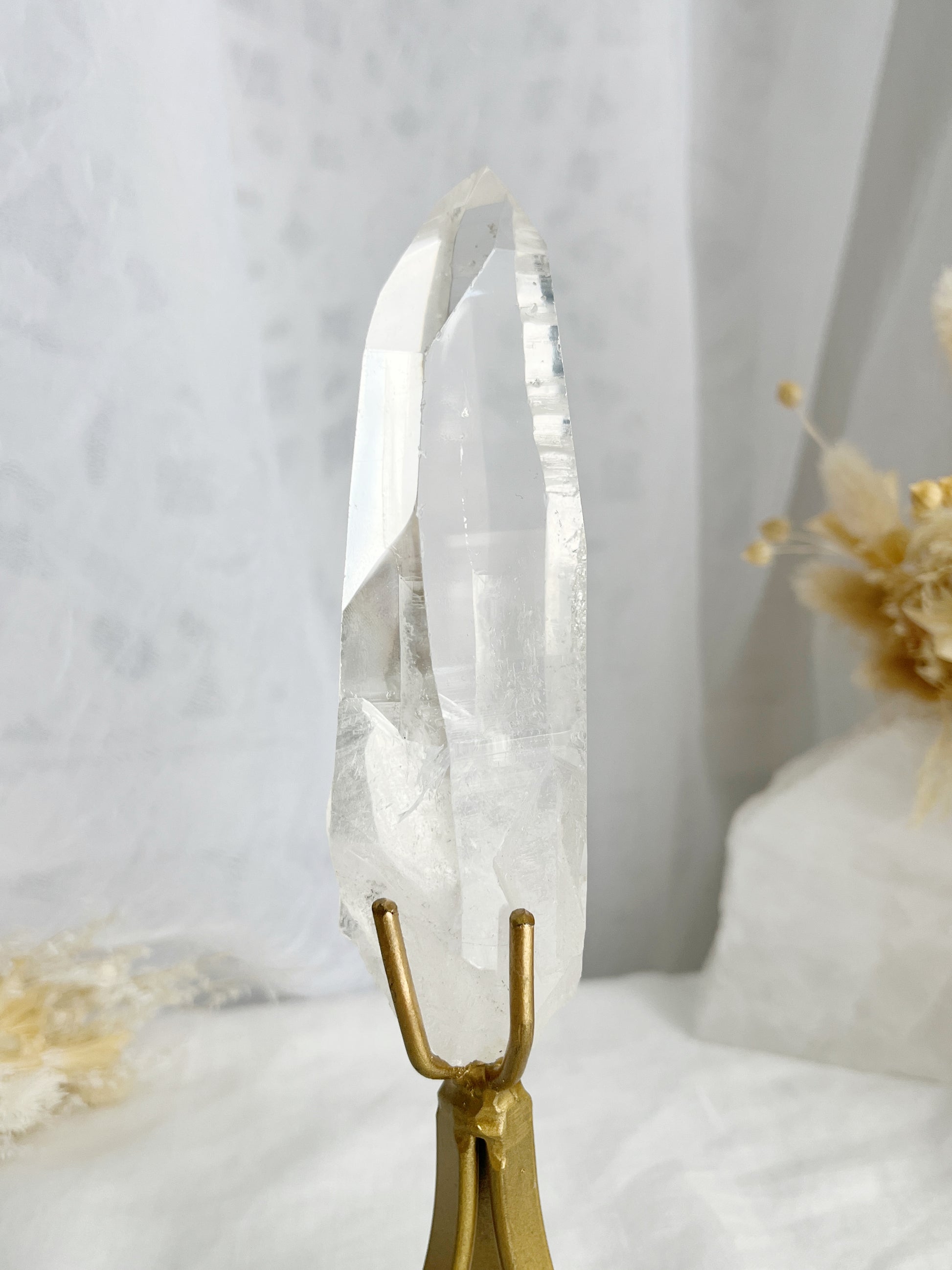 LEMURIAN QUARTZ POINT ON STAND STONED AND SAGED AUSTRALIA