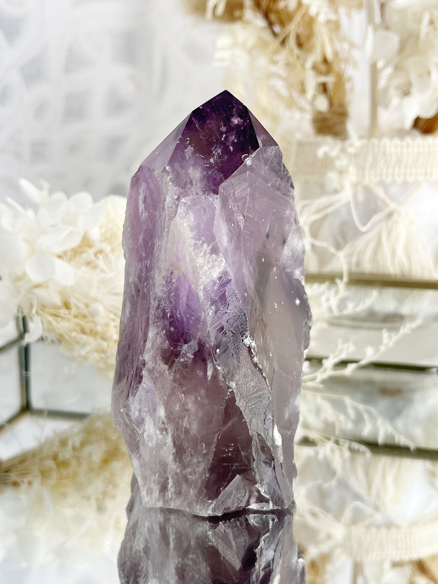 PHANTOM AMETHYST SEMI POLISHED POINT || 30040