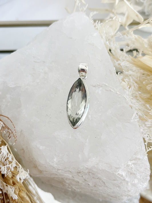 FACETED PRASIOLITE PENDANT STERLING SILVER STONED AND SAGED AUSTRALIA