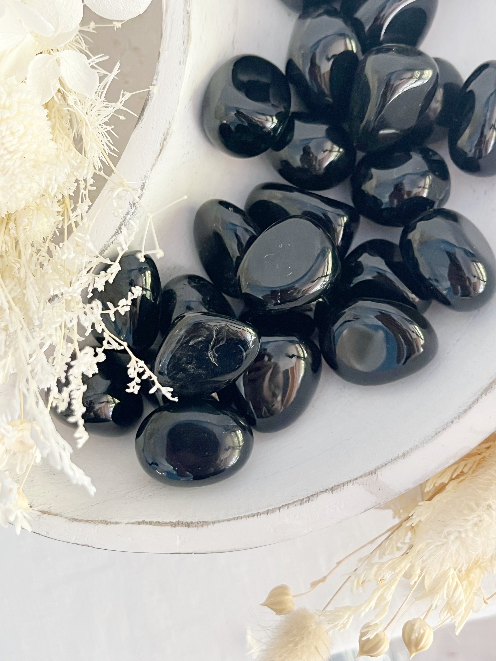 BLACK OBSIDIAN TUMBLE, STONED AND SAGED AUSTRALIA