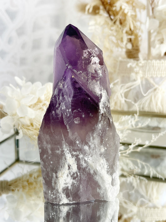 PHANTOM AMETHYST SEMI POLISHED POINT || 30039