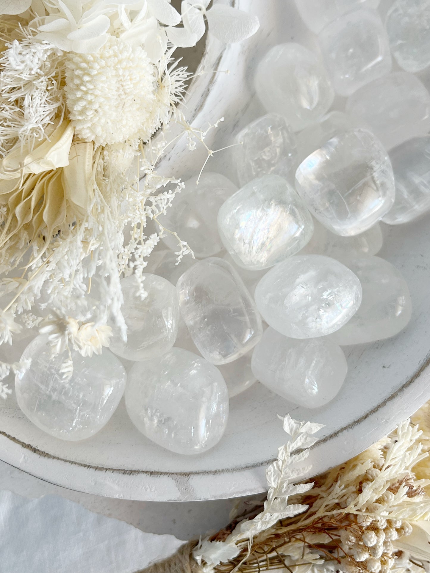 white calcite tumble, Australia. Stoned + Saged