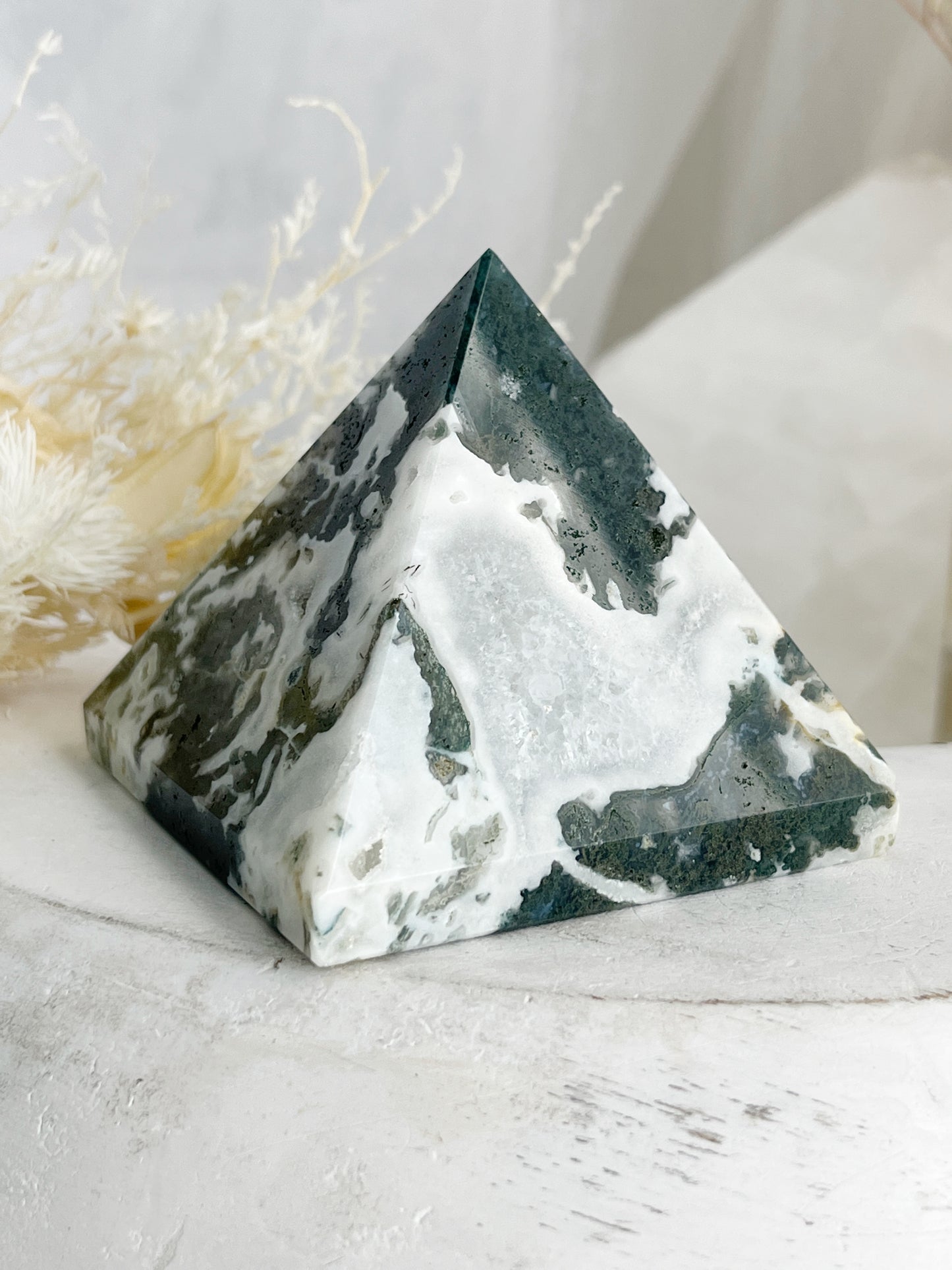 MOSS AGATE PYRAMID, STONED AND SAGED AUSTRALIA