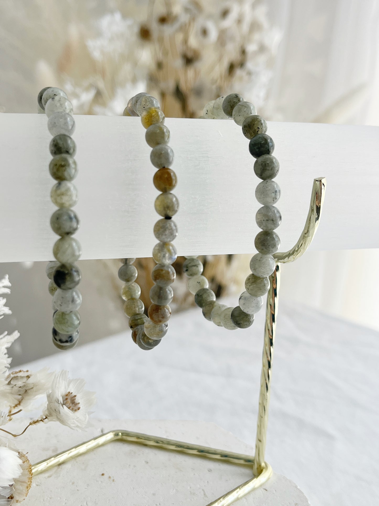 LABRADORITE BEAD BRACELET || 6MM