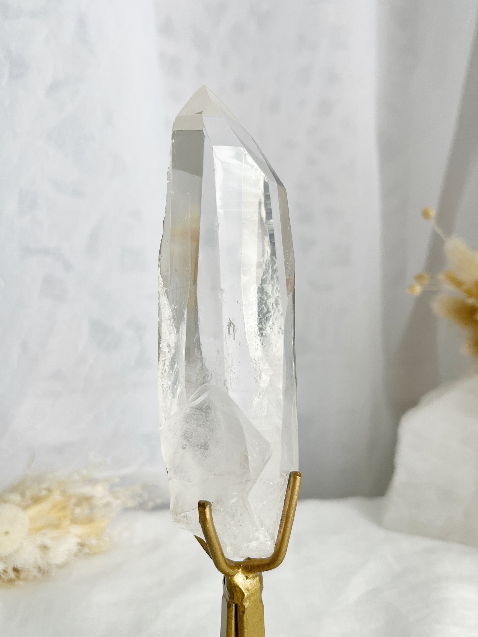 LEMURIAN QUARTZ POINT ON STAND, STONED AND SAGED AUSTRALIA