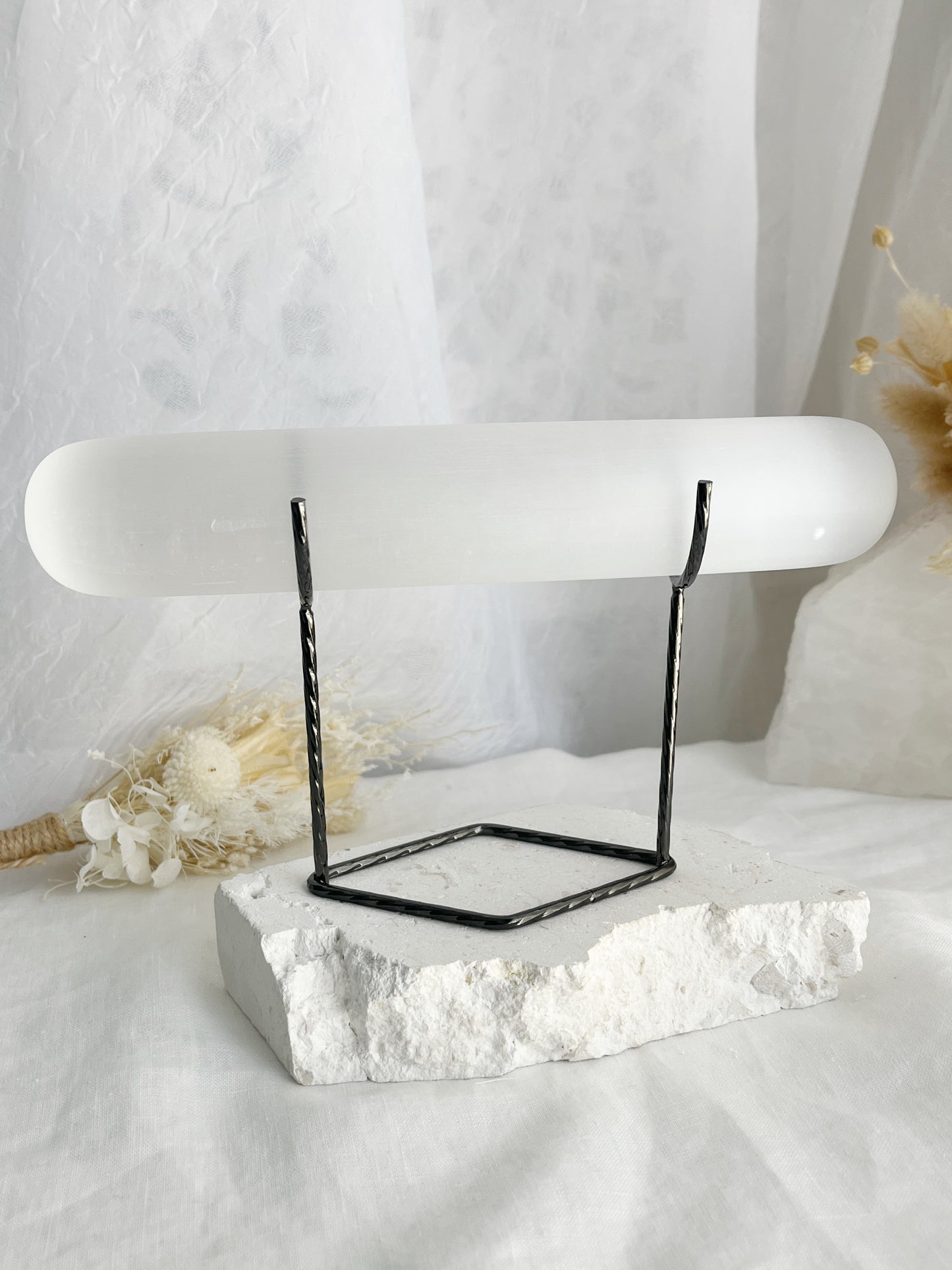 Selenite crystal jewellery display stand holder, Stoned and Saged Australia