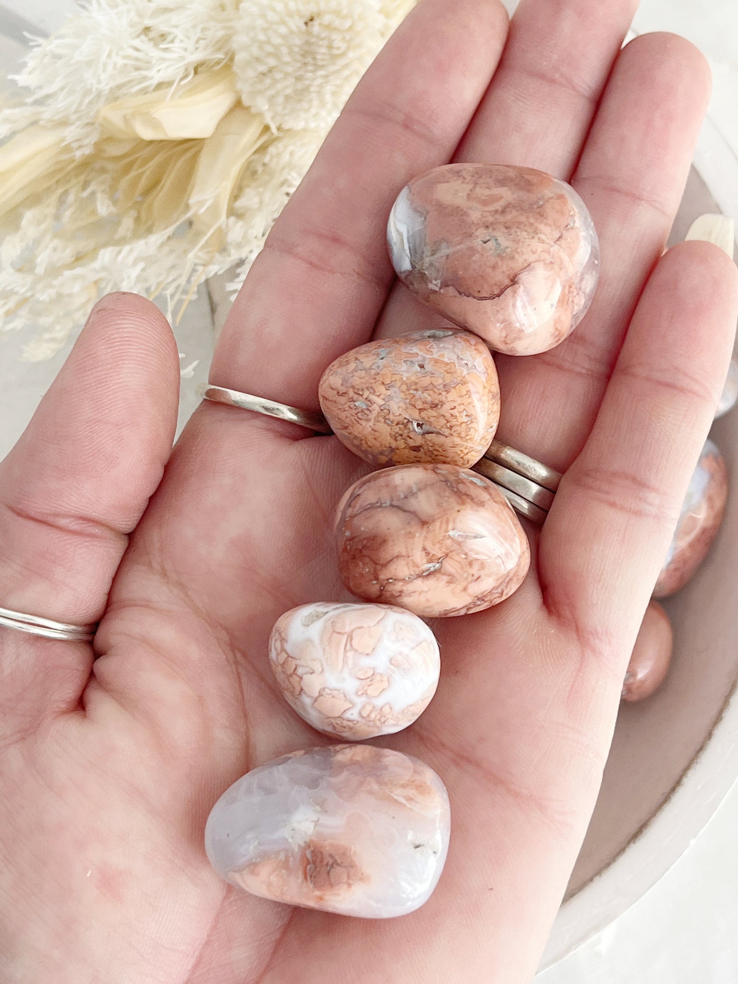 PINK PETAL AGATE TUMBLE, STONED AND SAGED AUSTRALIA