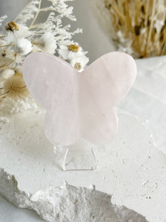 ROSE QUARTZ BUTTERFLY. STONED AND SAGED AUSTRALIA.