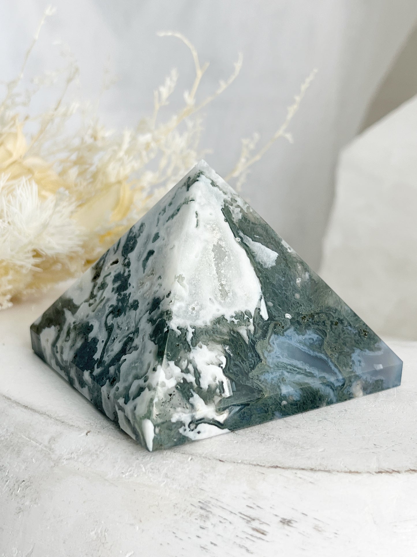 MOSS AGATE PYRAMID, STONED AND SAGED AUSTRALIA