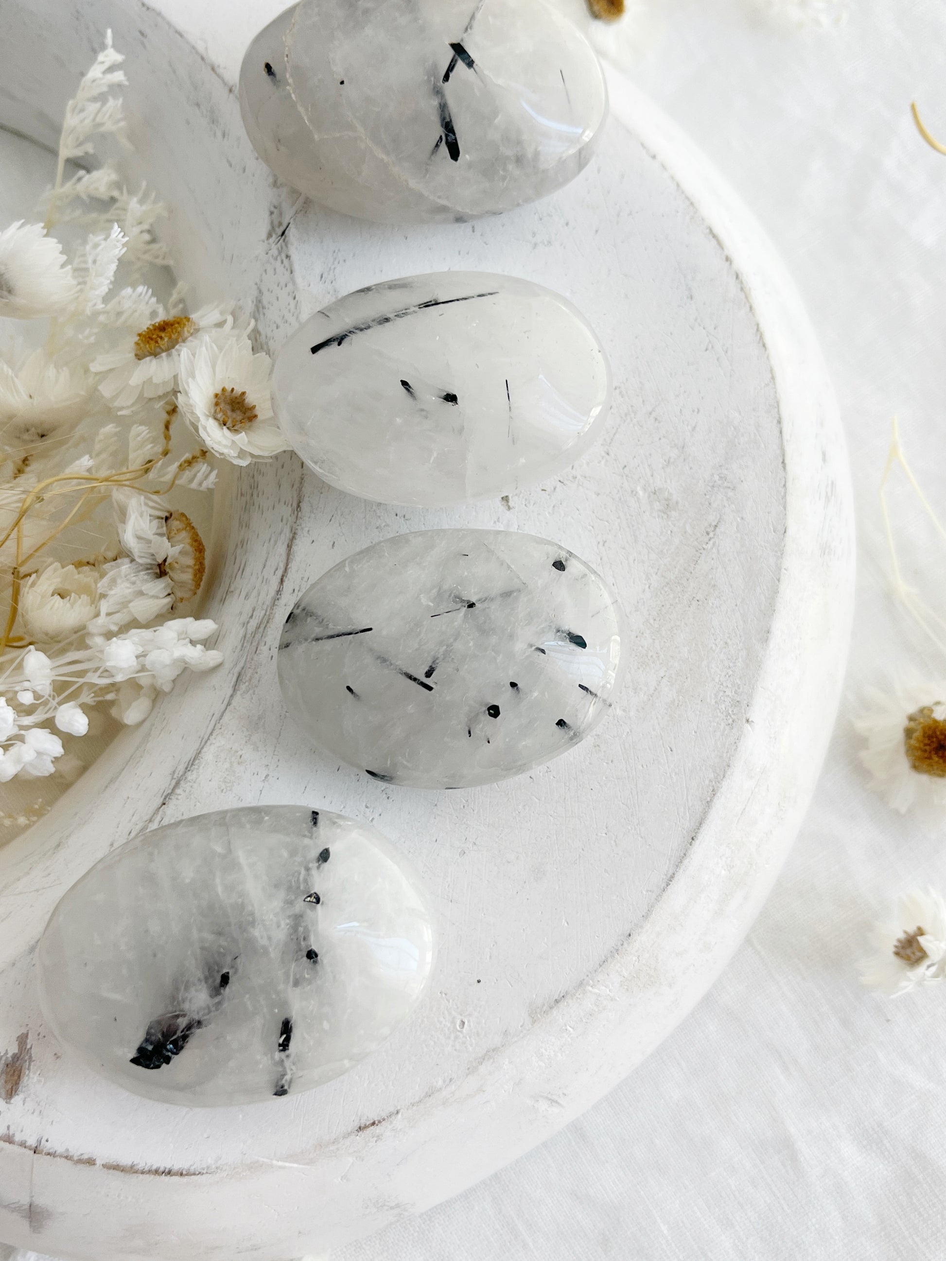 TOURMALINATED QUARTZ PALMSTONE. STONED AND SAGED AUSTRALIA.