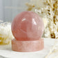ROSE QUARTZ CRYSTAL SPHERE HOLDER STAND AUSTRALIA SELFLOVE LOVE COMPASSION STONED AND SAGED 
