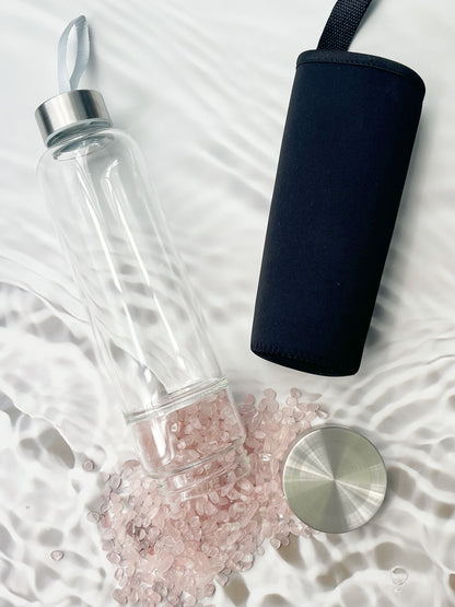 CRYSTAL ELIXIR WATER BOTTLE, LARGE, 500ml VOLUME, STONED AND SAGED AUSTRALIA