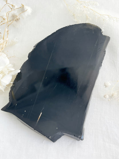 BLACK OBSIDIAN SLICE || POLISHED FACE
