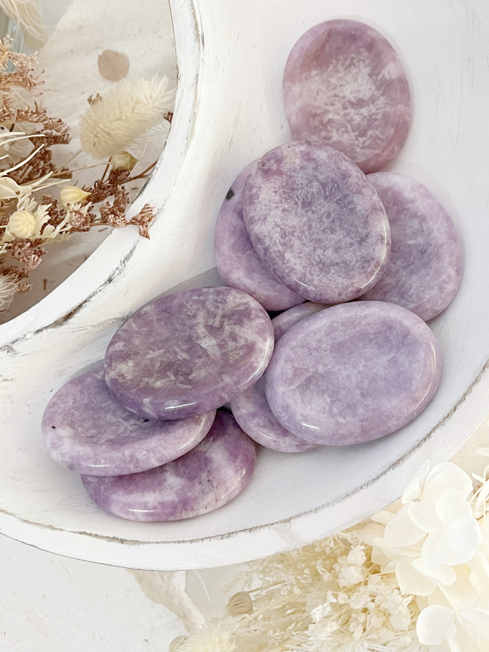 LEPIDOLITE WORRY STONE, STONED AND SAGED AUSTRALIA