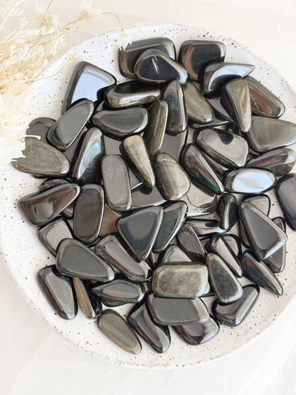 GOLD SHEEN OBSIDIAN TUMBLE STONED AND SAGED AUSTRALIA