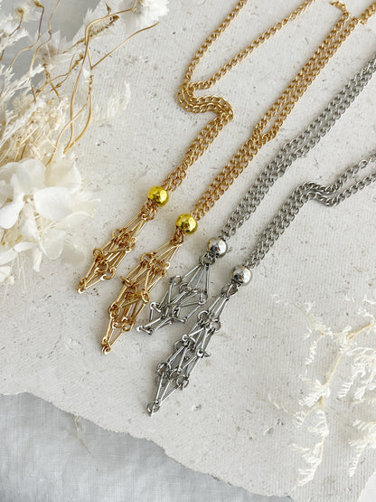 TUMBLE STONE CAGE NECKLACE || EMPTY
