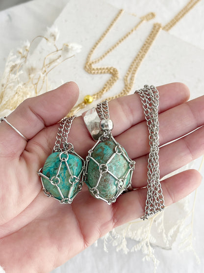 TUMBLE STONE CAGE NECKLACE || EMPTY