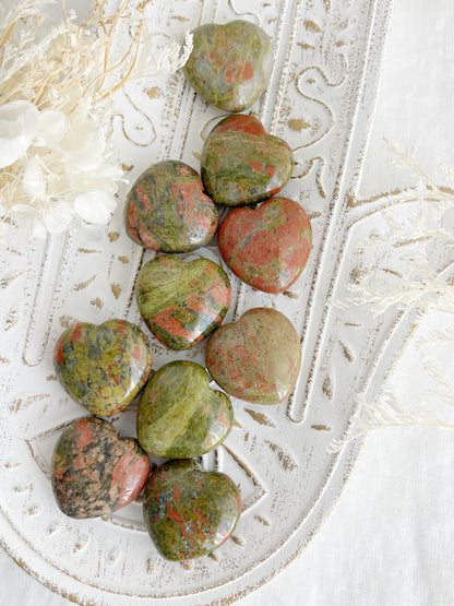UNAKITE HEART, FERTILITY PREGNANCY, AUSTRALIA, STONED AND SAGED
