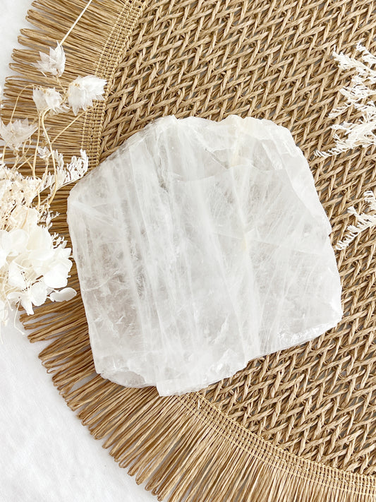 CLEAR QUARTZ MINI SLAB SLICE TRAY STONED AND SAGED CRYSTALS AUSTRALIA