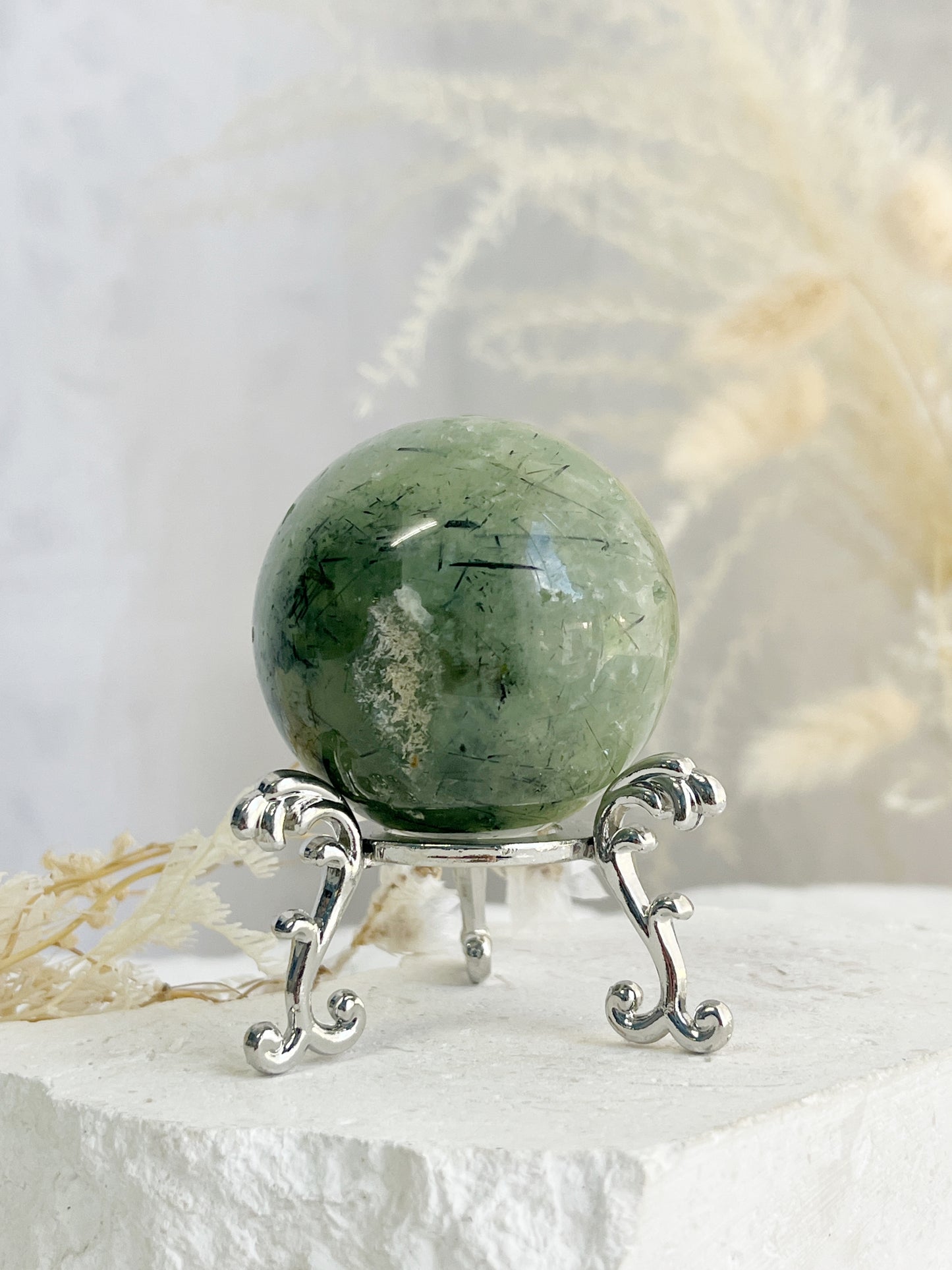 PREHNITE + TOURMALINE SPHERE || 32166