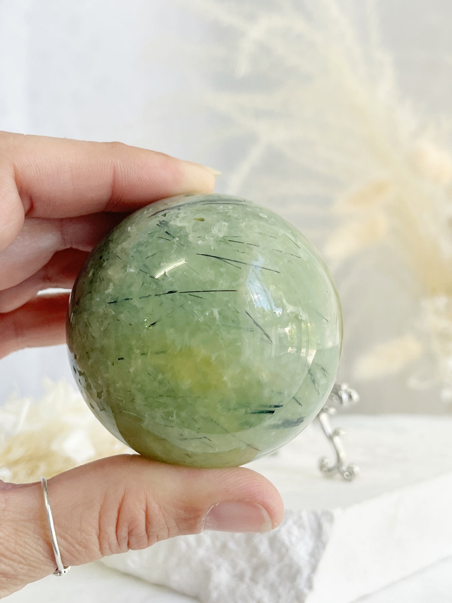 PREHNITE + TOURMALINE SPHERE || 32163