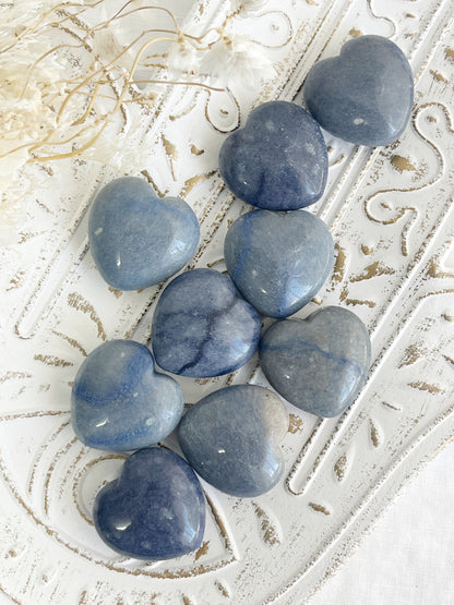 BLUE QUARTZ MINI PUFFY HEART CRYSTALS EMERALD QLD AUSTRALIA 