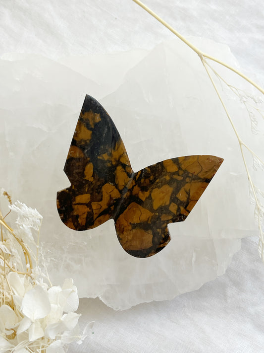 BROWN BRECCIATED JASPER 3D BUTTERFLY || 32155