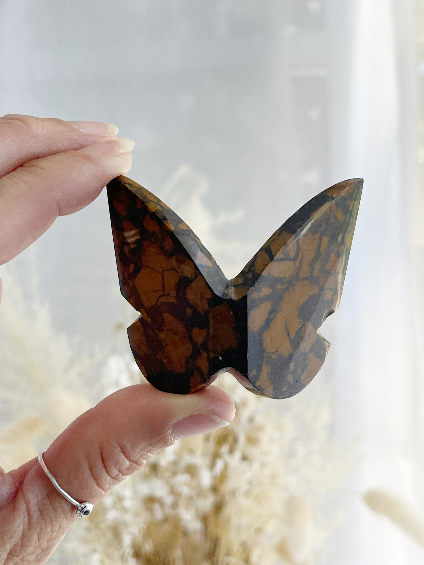 BROWN BRECCIATED JASPER 3D BUTTERFLY || 32155