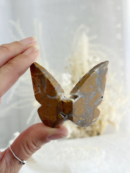BROWN BRECCIATED JASPER 3D BUTTERFLY || 32158
