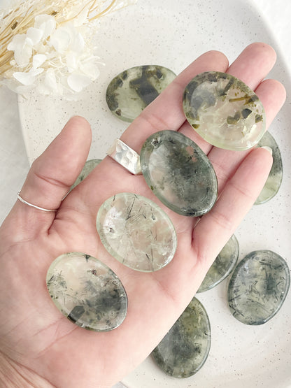 PREHNITE WORRY STONE || INTUITIVELY CHOSEN