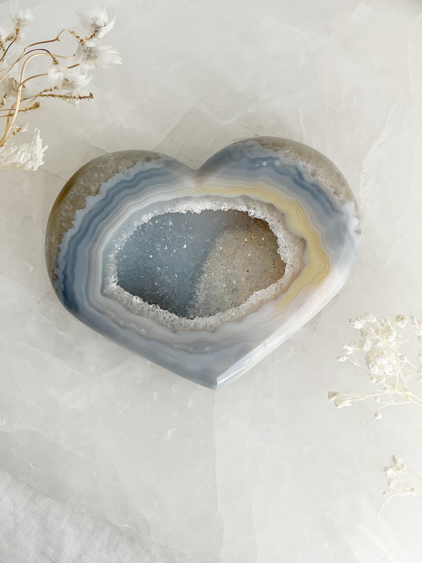 DRUZE AGATE HEART || 33008