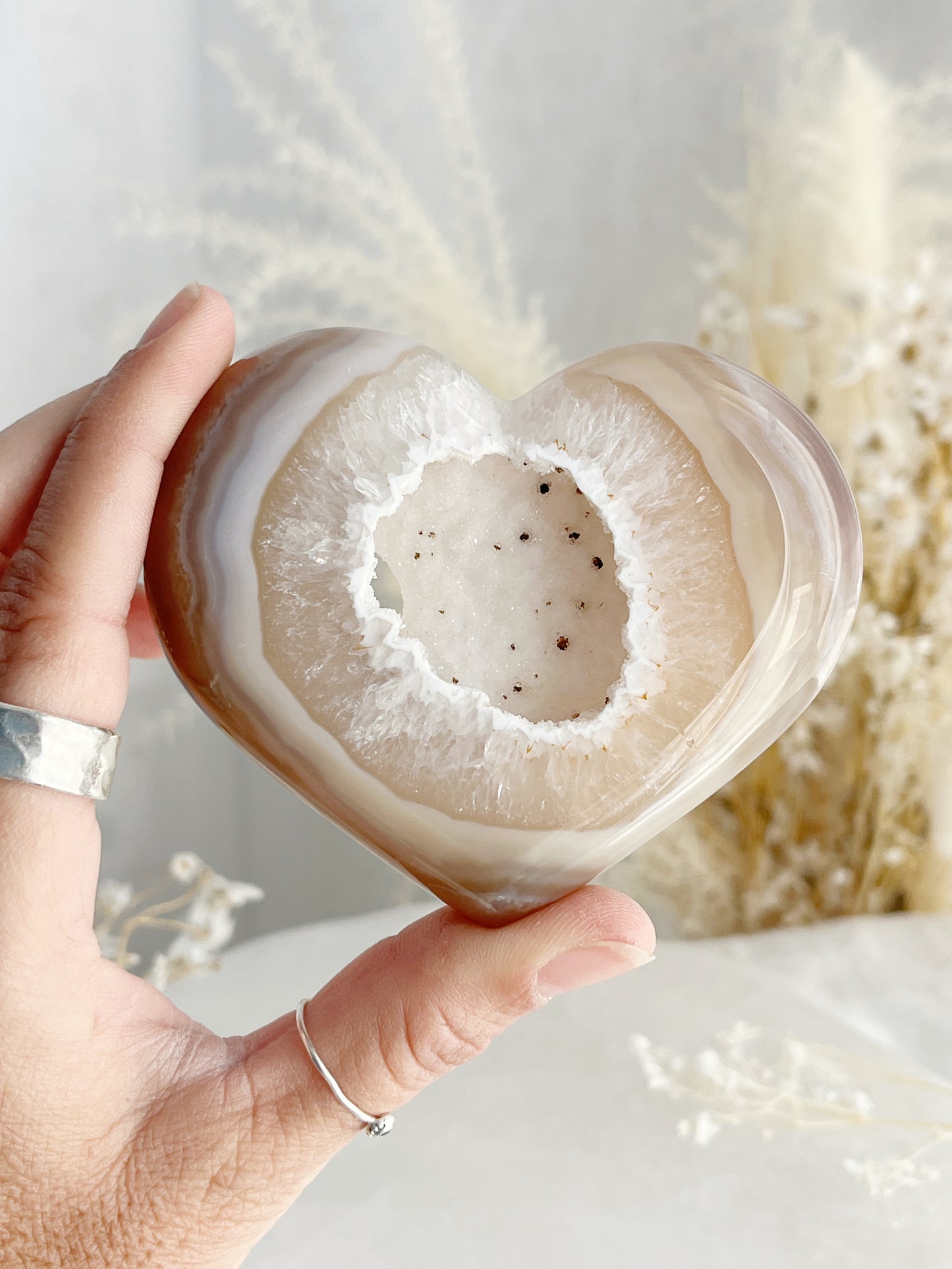 DRUZE AGATE HEART || 33012