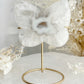GREY AND WHITE DRUZE AGATE BUTTERFLY CARVING ON STAND AUSTRALIA