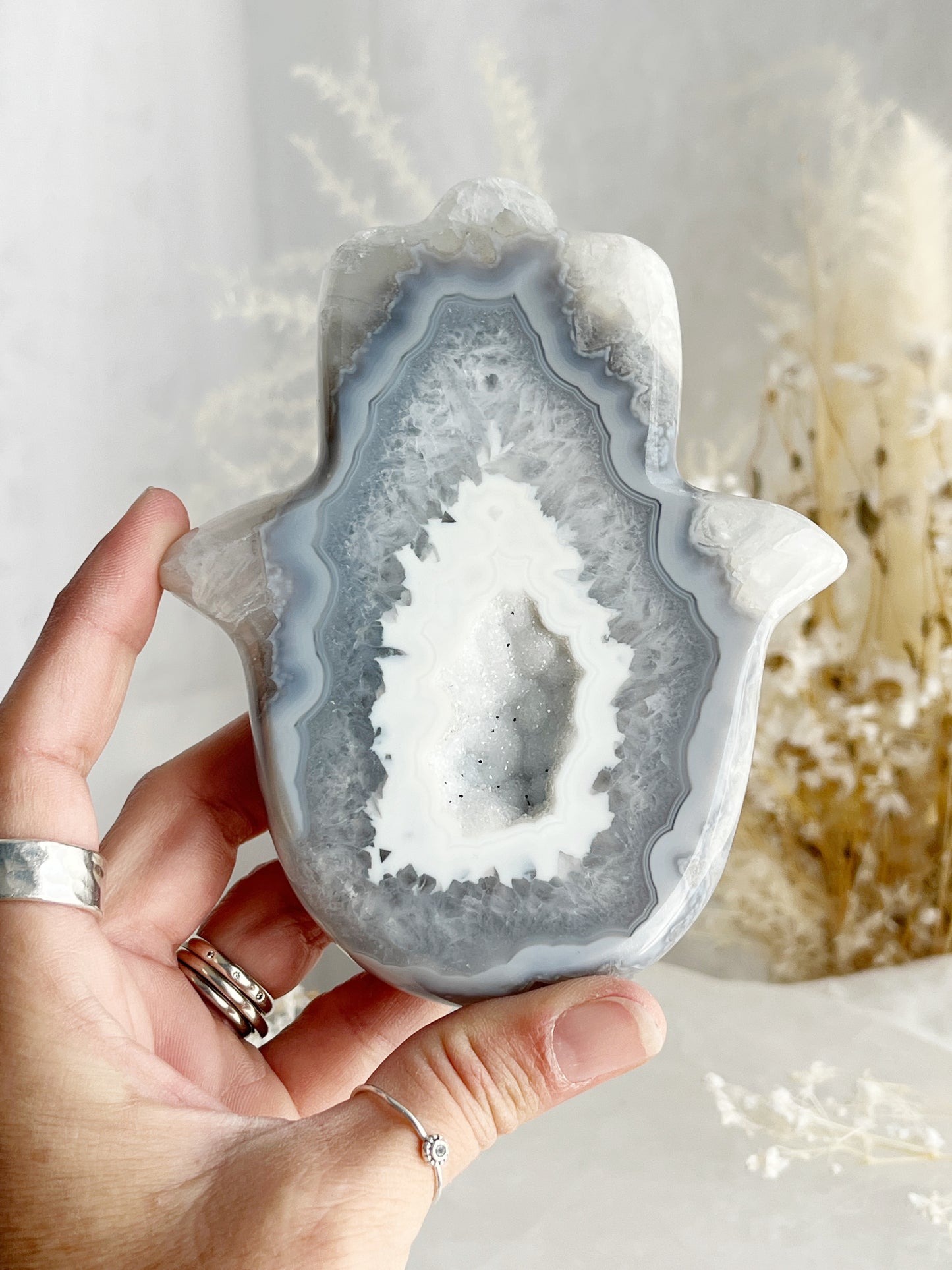 DRUZE AGATE HAMSA || 33001