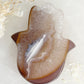 BROWN AND WHITE DRUZE AGATE HAMSA HAND CARVING AUSTRALIA