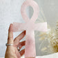 rose quartz ankh carving, stoned and saged crystal shop australia