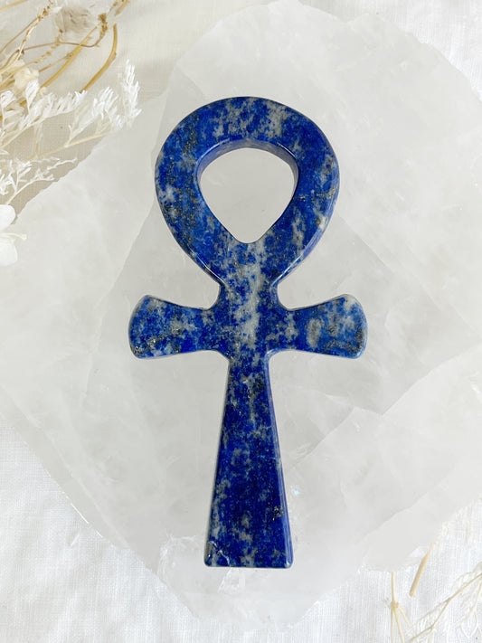 Lapis Lazuli ankh carving, stoned and saged crystal shop Australia
