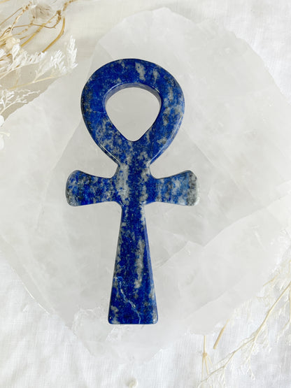 Lapis Lazuli ankh carving, stoned and saged crystal shop Australia
