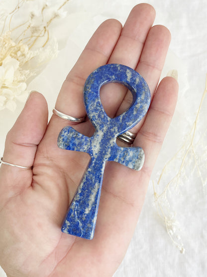 Lapis Lazuli ankh carving, stoned and saged crystal shop Australia