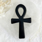 obsidian ankh carving, stoned and saged crystal shop Australia