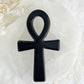 obsidian ankh carving, stoned and saged crystal shop Australia