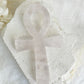 rose quartz ankh carving, stoned and saged crystal shop Australia