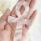 rose quartz ankh carving, stoned and saged crystal shop Australia